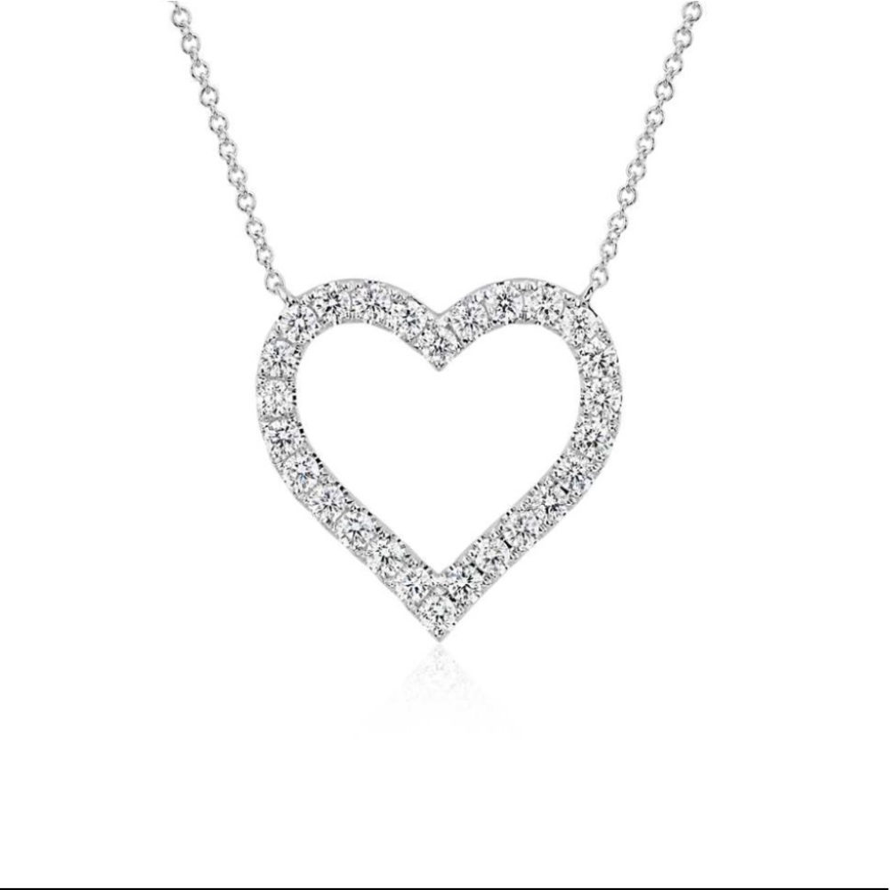 White Gold and Diamond Heart Necklace